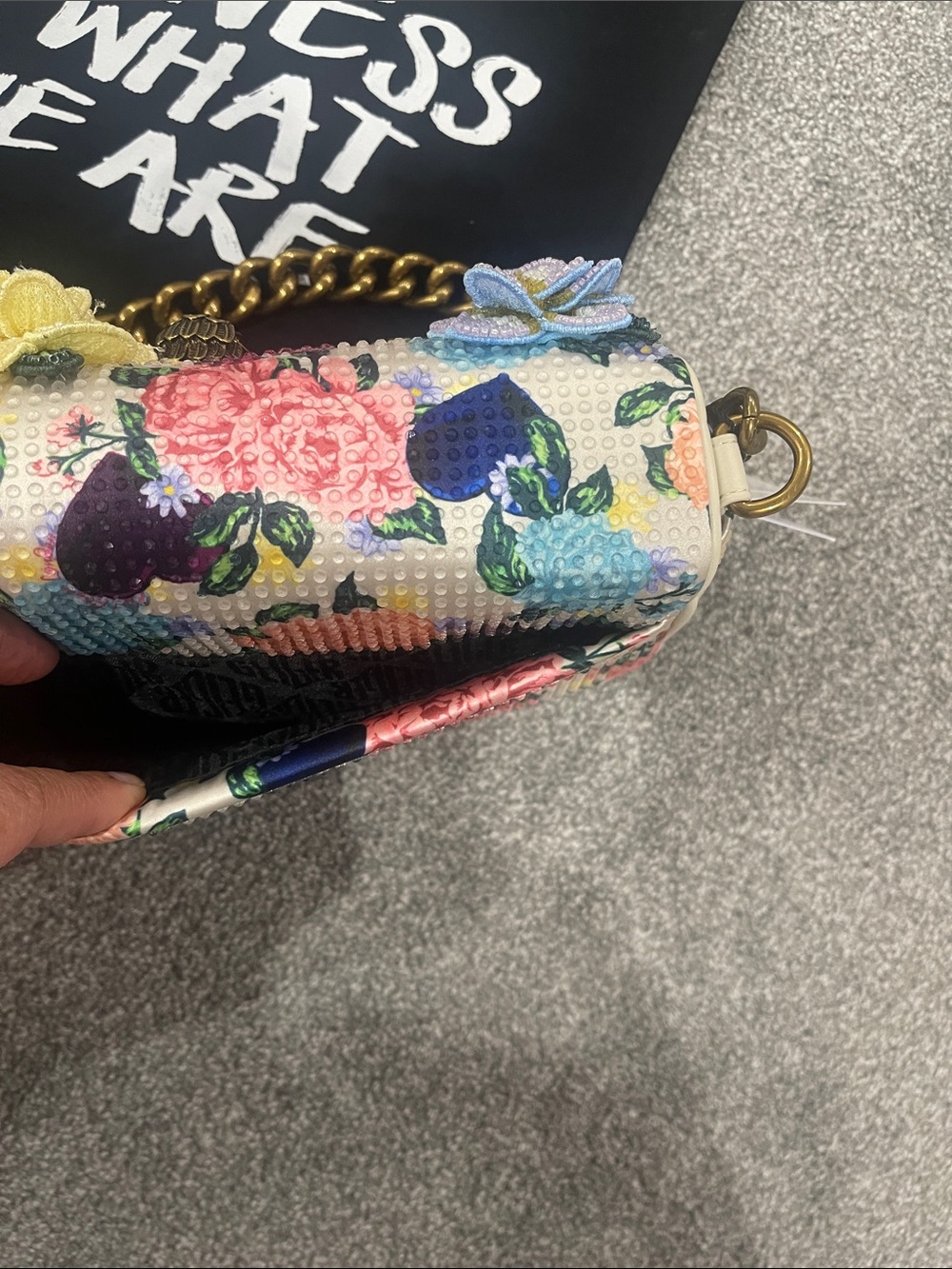 Kurt Geiger Floral Appliqué Chain Shoulder Bag - Multicolor beautiful /flowers - Picture 11 of 13